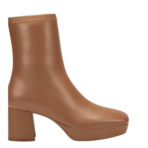 Aerosoles Sussex Platform Boots 8.5 NWOT Tan Brown Vegan Stretch Leather Ankle - Picture 2 of 9